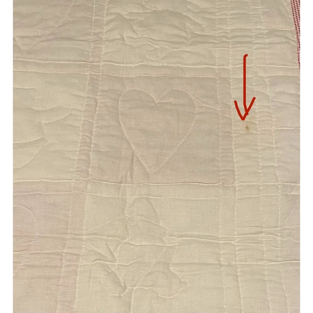 10 Panel Embroidered Gingham Heirloom Quality Baby Blanket Quilt 43.5 X 34.5”